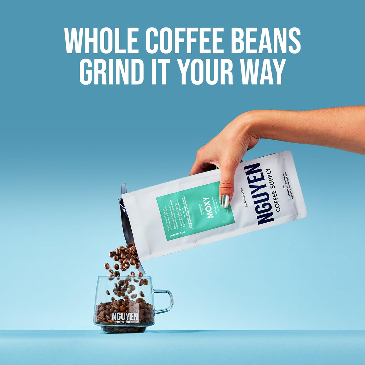 Brewed Moxy Arabica cup with steam for a smooth, balanced sip.