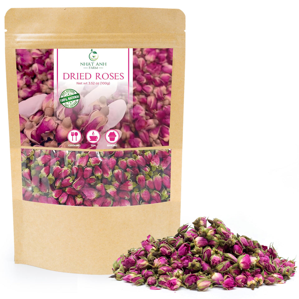 NHAT ANH FARM dried rose buds collection ready for tea and decor.