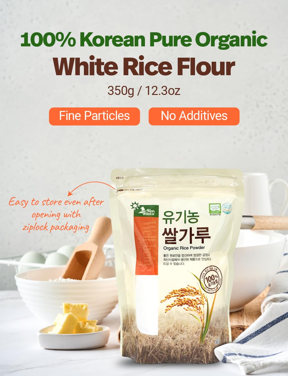 NICE WITCH'S organic rice flour powder ready for smooth, versatile batter