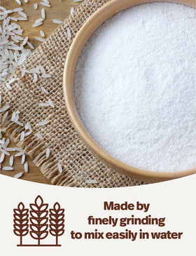 NICE WITCH'S pancake batter prepared with rice flour for light results