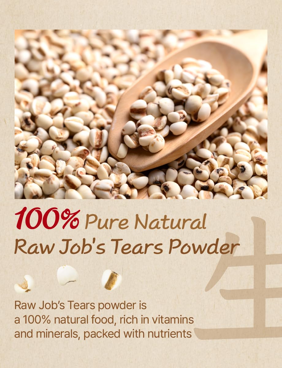 NICE WITCH'S Korean Raw Job's Tears Powder scoop for easy baking measurements.