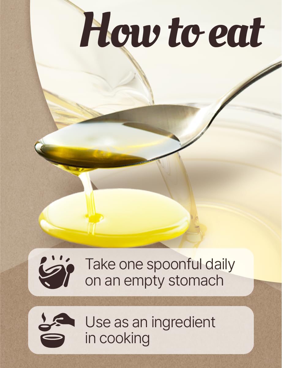 Golden hue and nutty aroma of Nice Witch's Raw Perilla Oil.