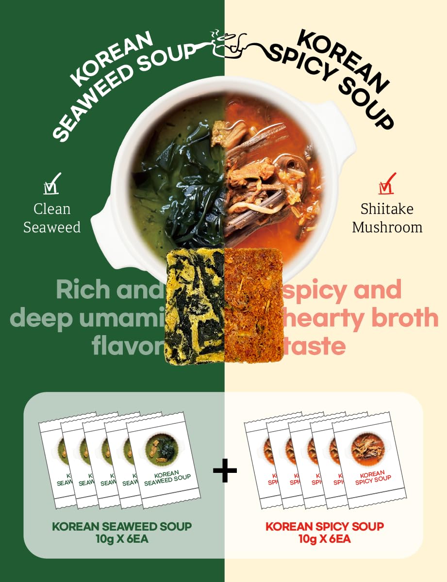 NICE WITCH'S seaweed soup being prepared with hot water in 2 minutes.