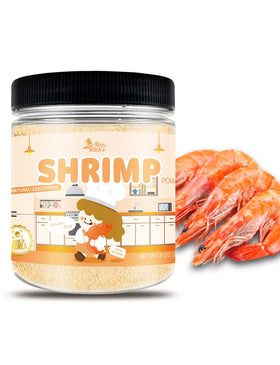 NICE WITCH'S Shrimp Powder bottle label highlights authentic umami for Pan-Asian cooking.