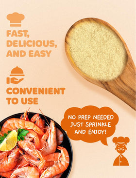 NICE WITCH'S Shrimp Powder on stovetop provides quick flavor for soups and broths.