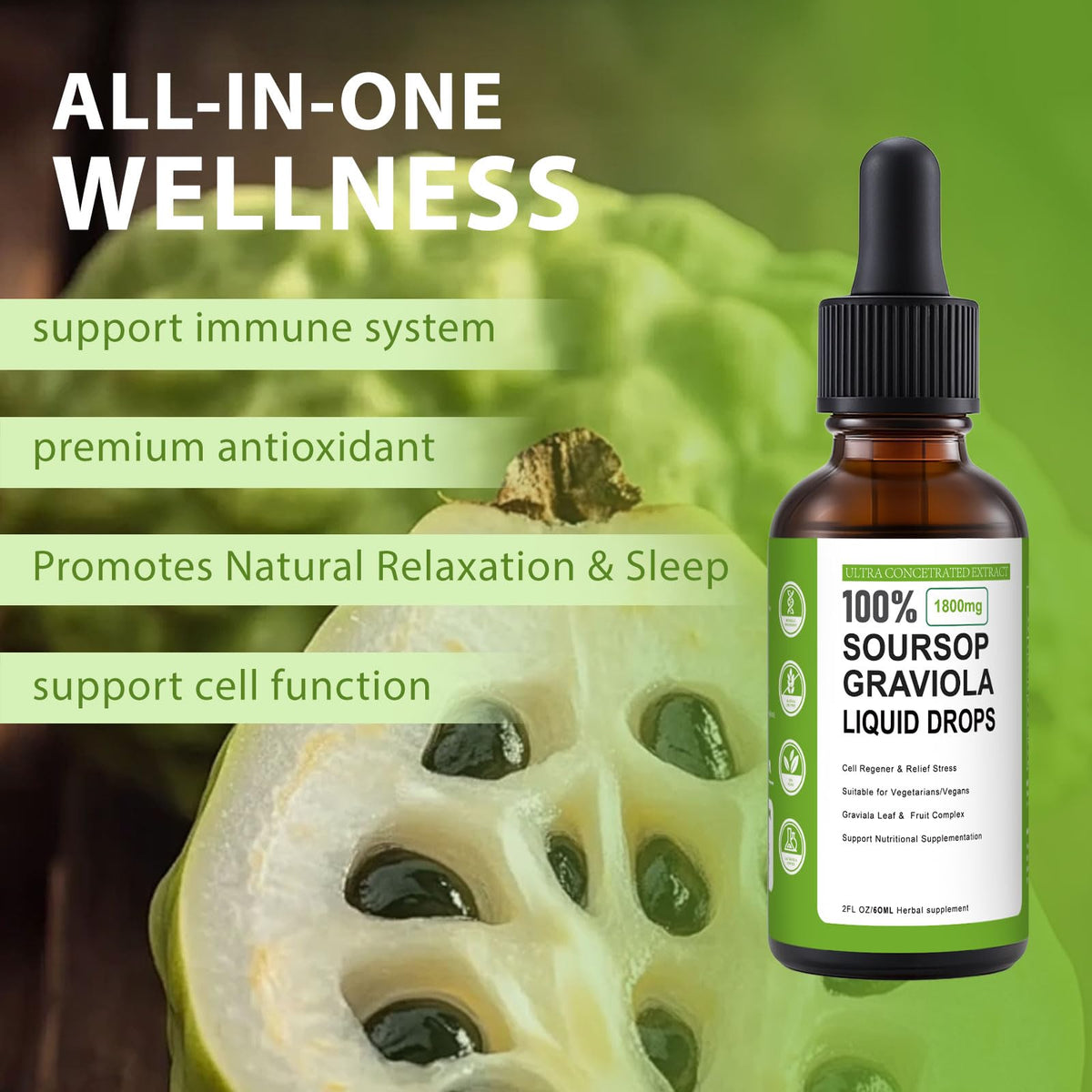 Nichalous Simply Sours soursop bottle displayed on a clean table for everyday use.