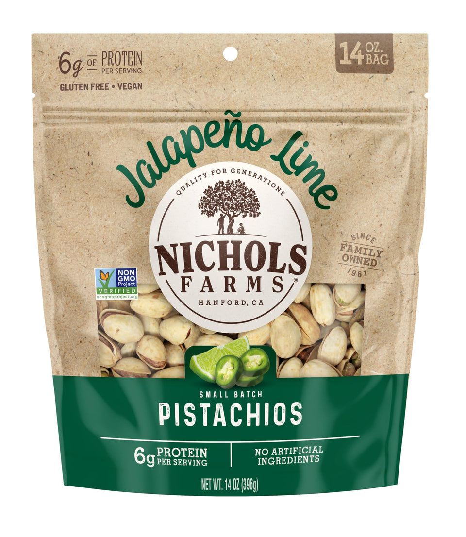 Nichols Farms in-shell pistachios jalapeño lime offer bold crunch on the go