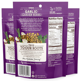 Nichols Farms pistachios with garlic and garden herbs offer aromatic flavor for snacking.