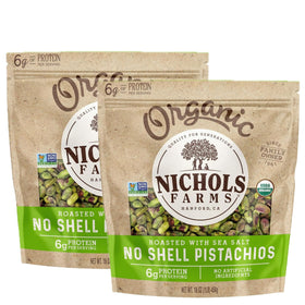 Nichols Farms no-shell pistachios roasted with sea salt for quick snacking.