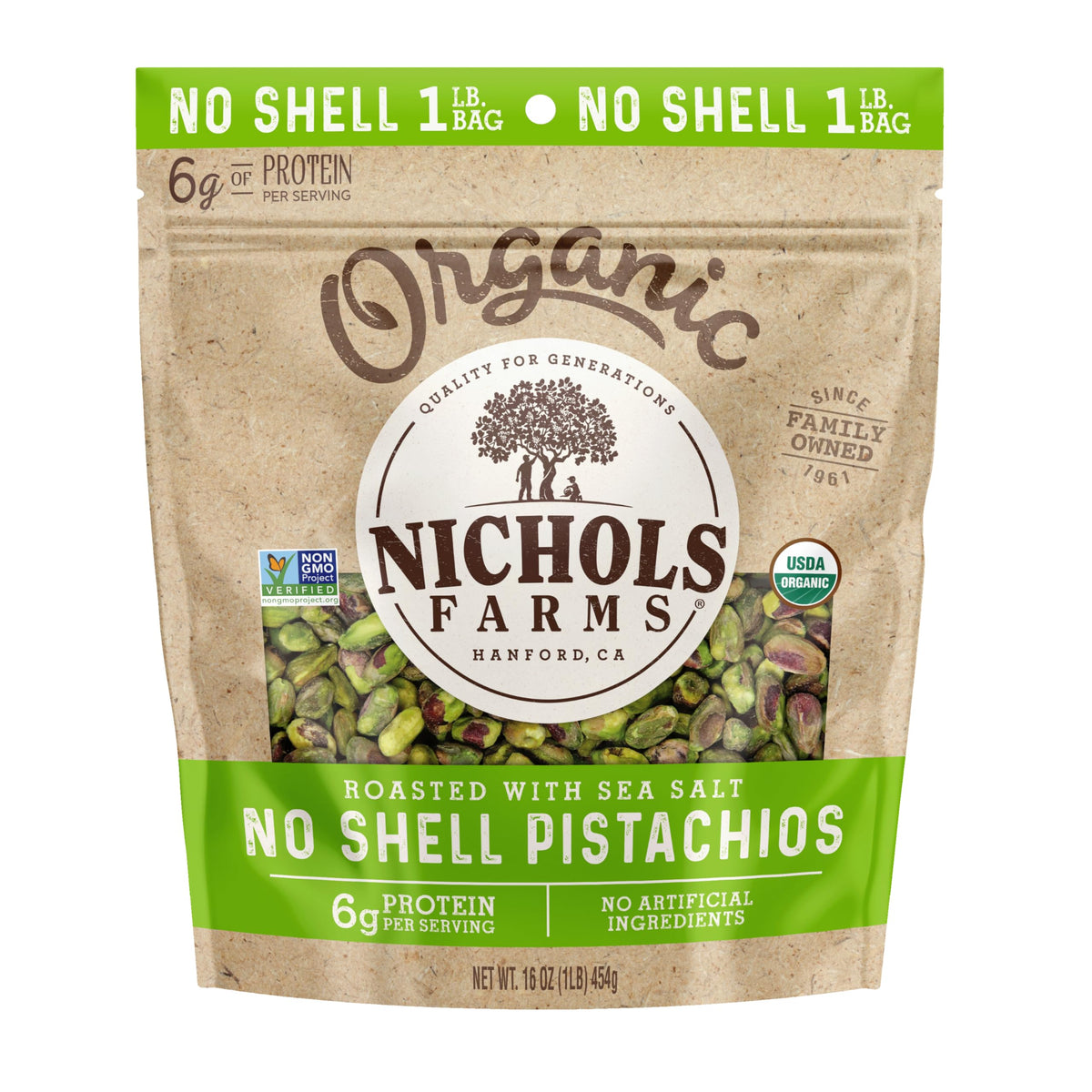 Nichols Farms pistachios snack-jar ideal for parties and on the go.