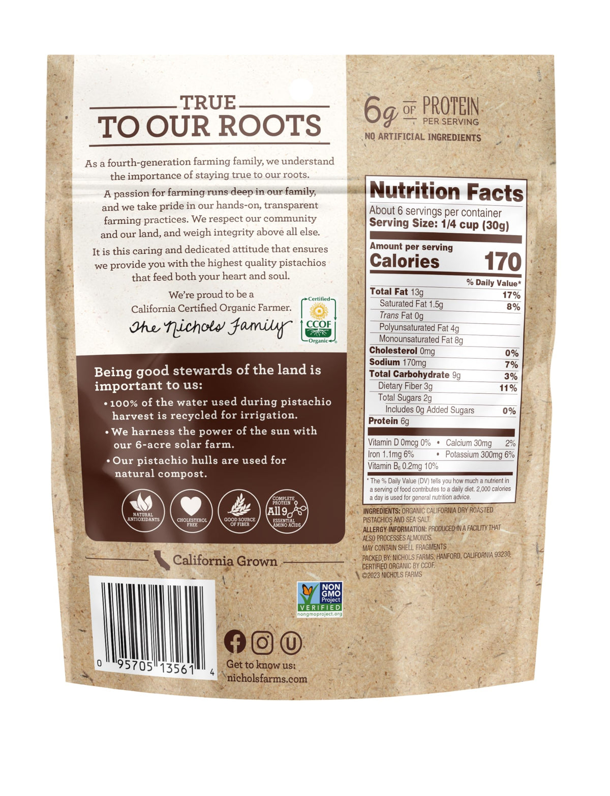 Nichols Farms pistachios ready-to-snack, high in fiber and healthy fats