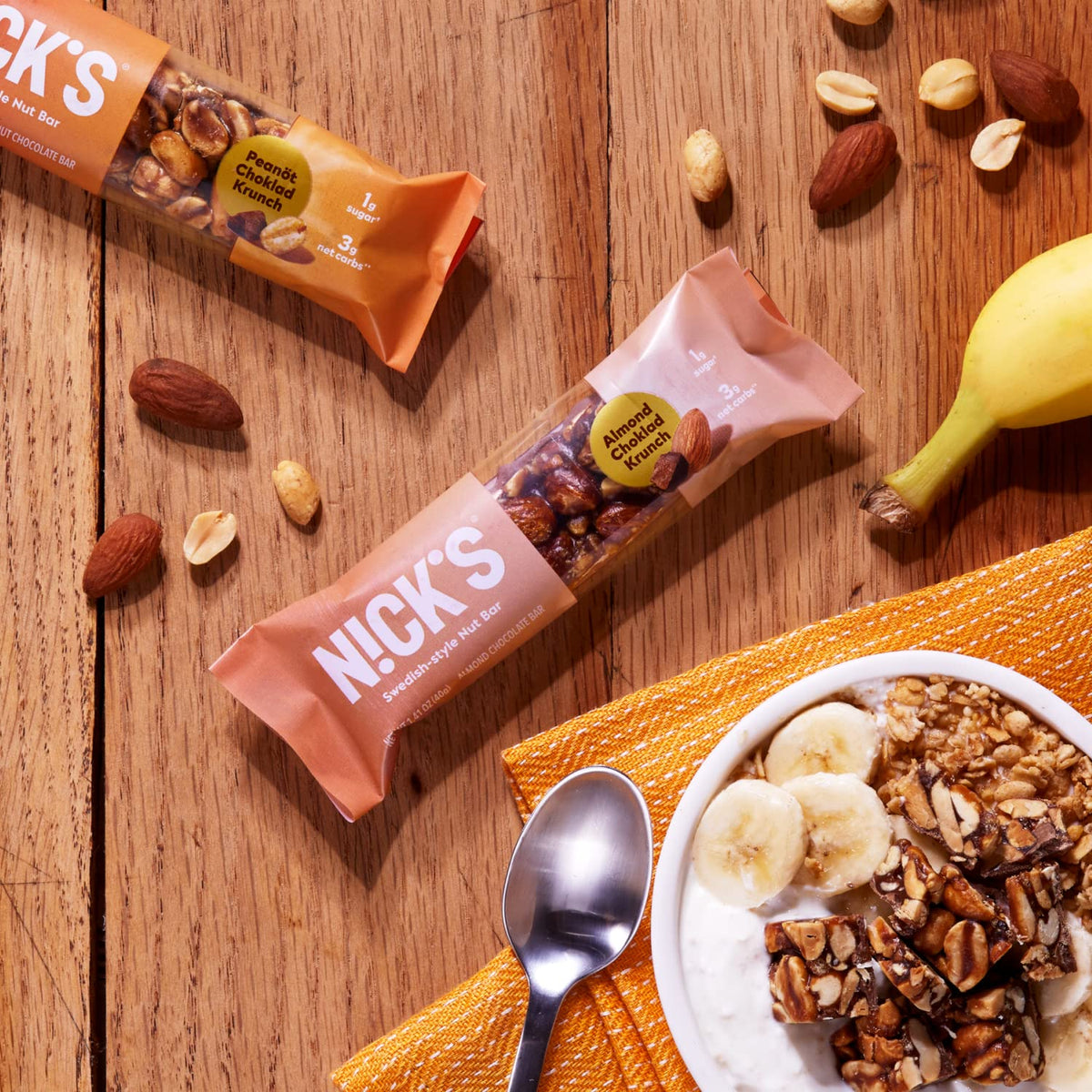 N!CK'S no added sugar nut bar supports mindful snacking.