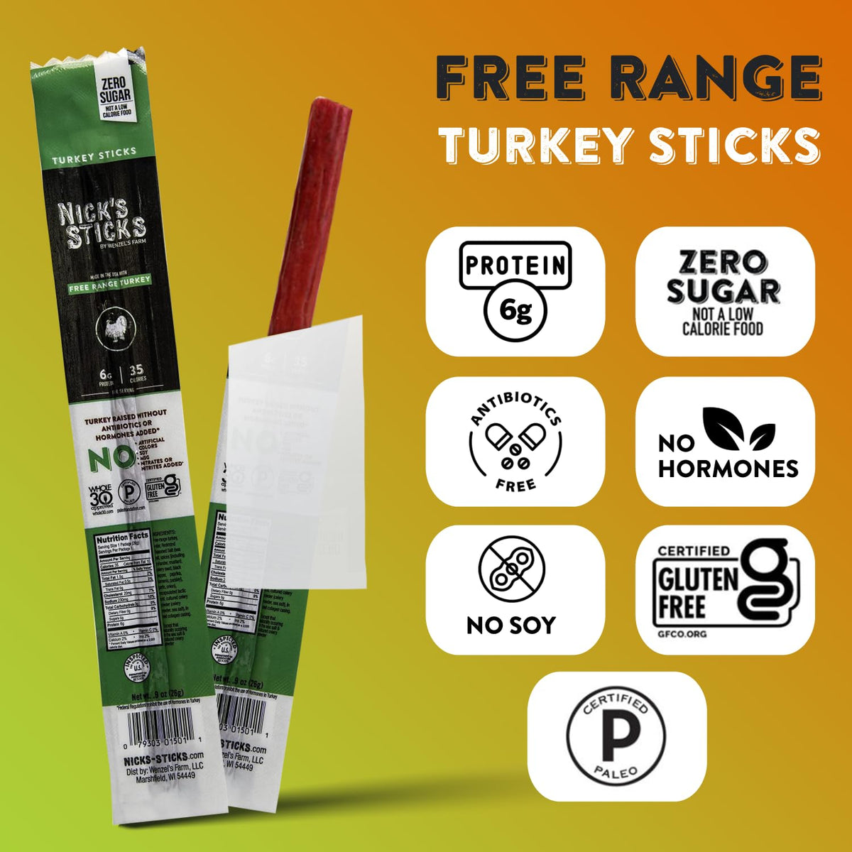 Nick's Sticks gluten-free paleo keto Whole30 approved snack.