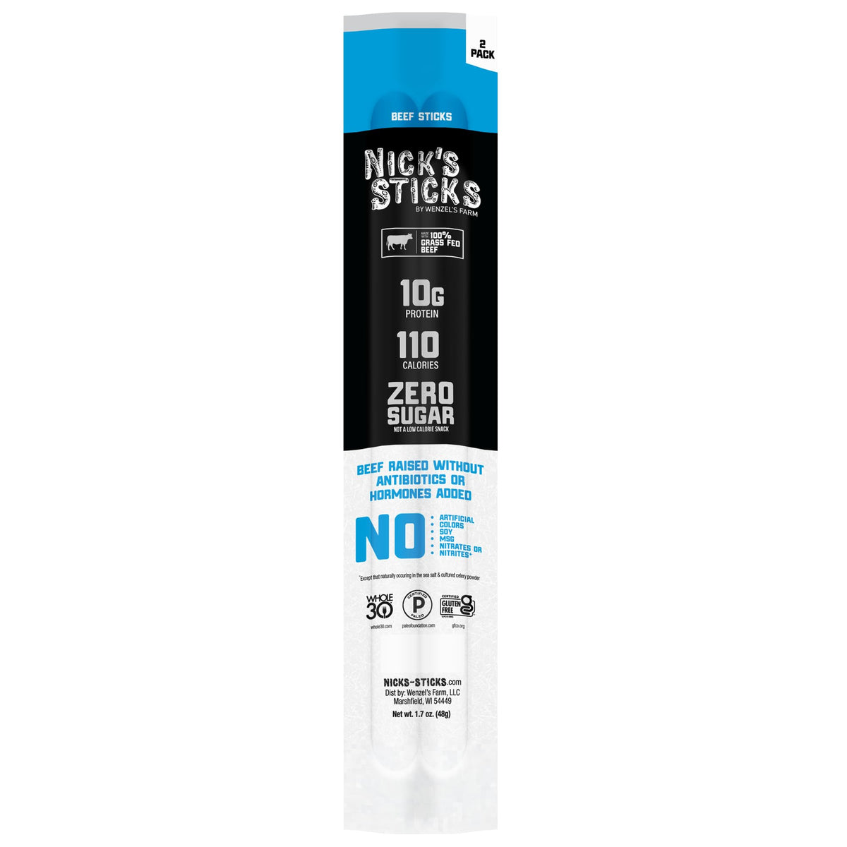 Nick's Sticks grass-fed beef raw appearance highlights quality and natural coloring.