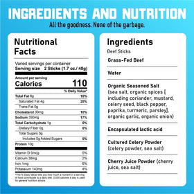 Nick's Sticks organic seasoned salt detail emphasizes clean flavor without artificial additives.