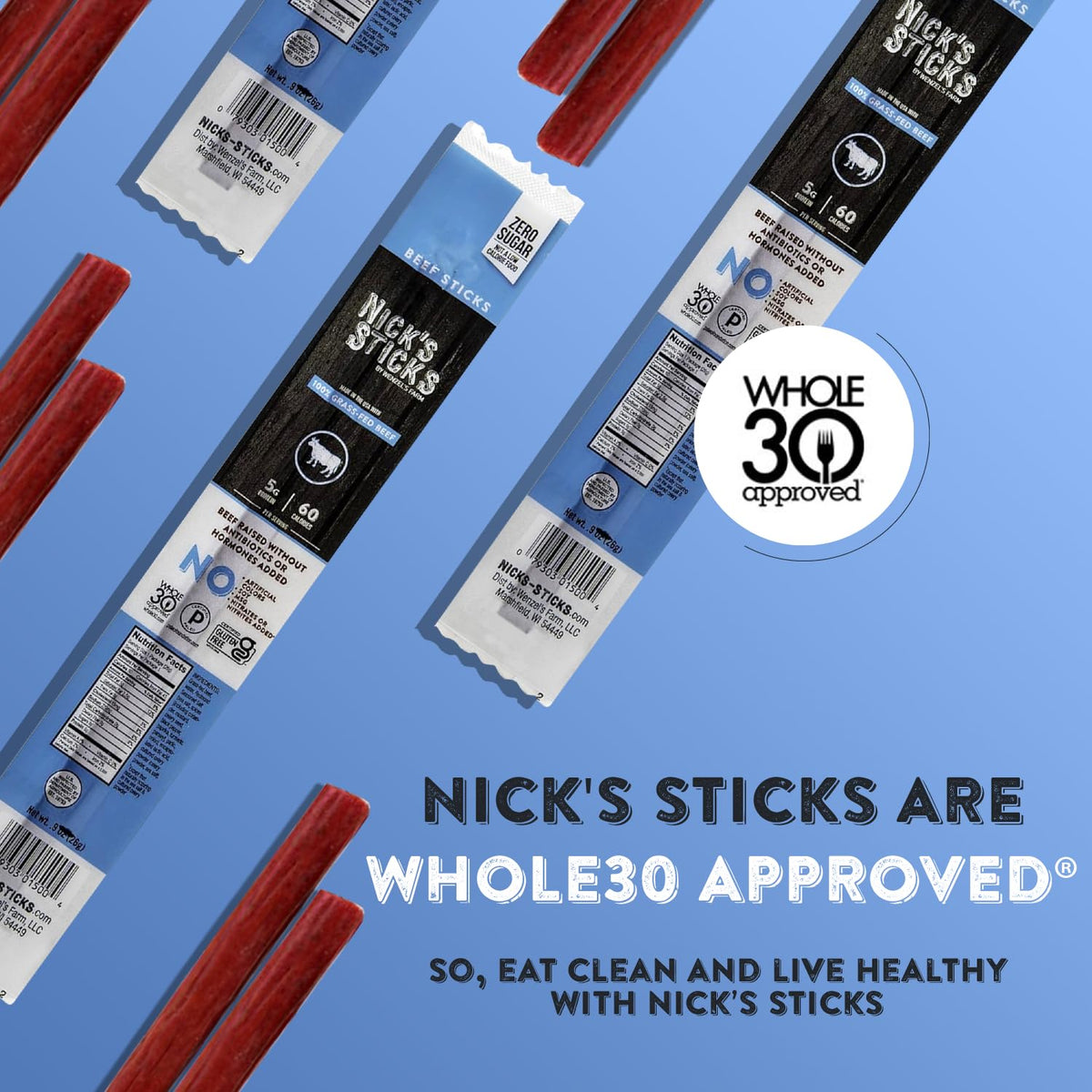 Nick's Sticks protein and calories snapshot for quick energy planning