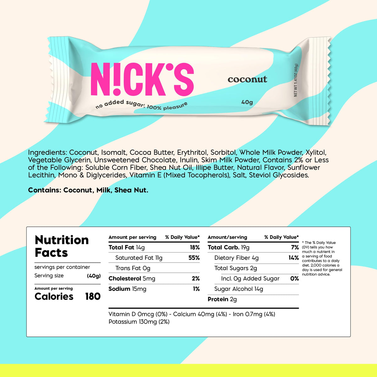 NICK'S Coconut Keto Bar served as a shareable snack for breaks.