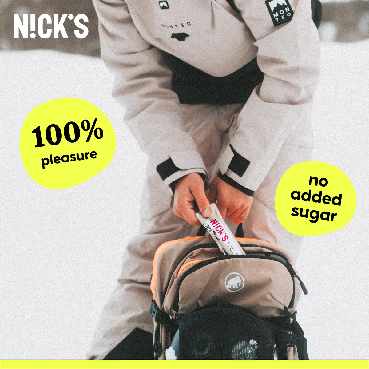 NICKS No added sugar bar highlighting natural sweetness and flavor