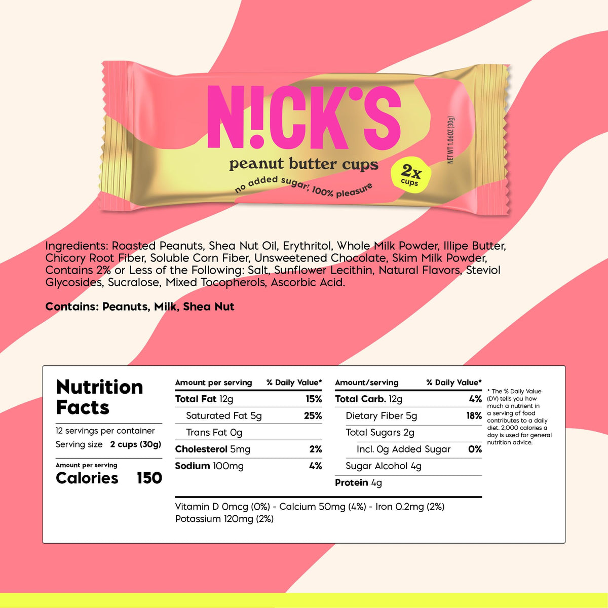 Product label showing no added sugar and low net carbs per cup