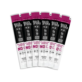 Nick's Sticks packaging showing clean, balanced spicy turkey on-the-go.