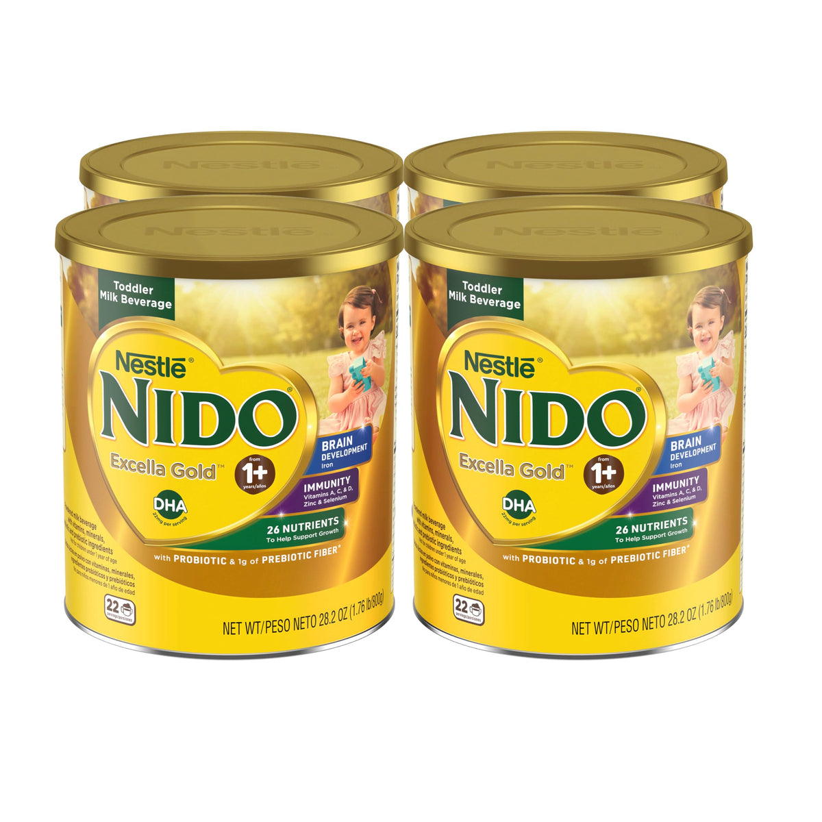 Nido Excella Gold 4-pack display showing convenient family nutrition option