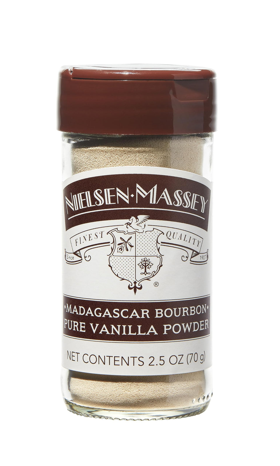 Nielsen-Massey Madagascar Bourbon vanilla powder jar ready for baking flavor