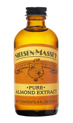 Nielsen-Massey Pure Almond Extract bottle highlighting rich almond flavor for baking