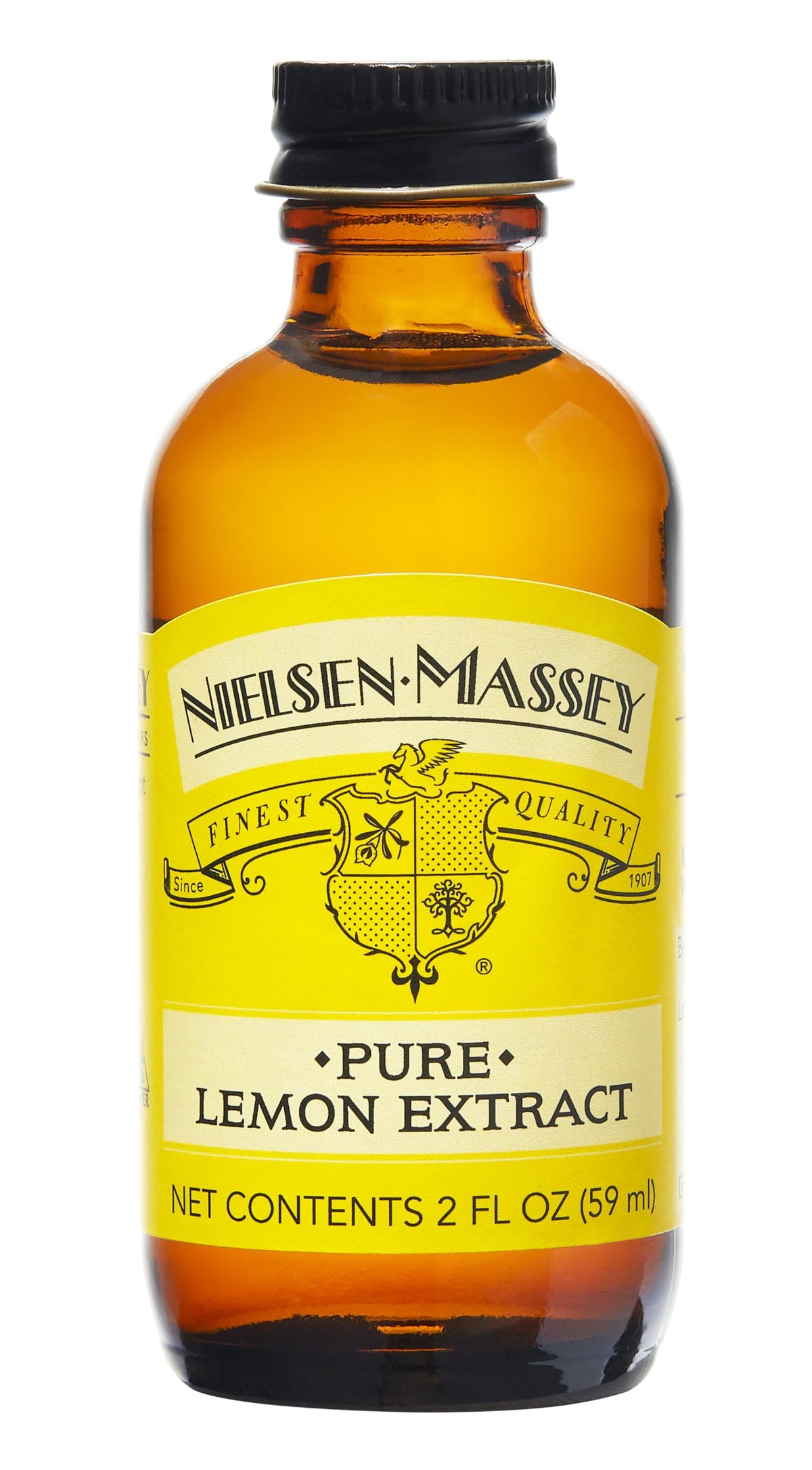 Nielsen-Massey Pure Lemon Extract bottle adds bright citrus flavor to recipes.