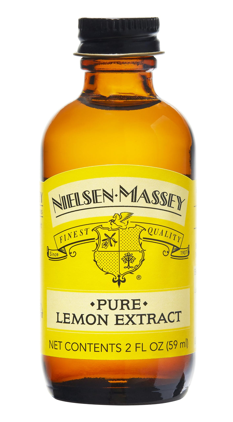 Nielsen-Massey Pure Lemon Extract bottle adds bright citrus flavor to recipes.