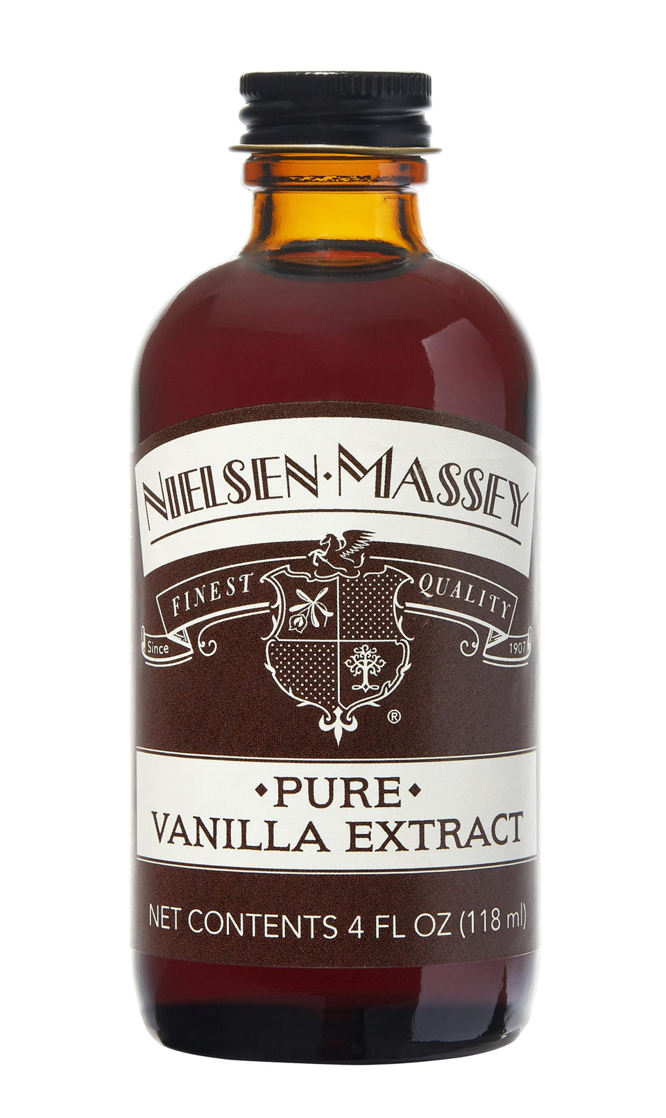 Nielsen-Massey Pure Vanilla Extract bottle enhances baking aroma and versatile flavor for recipes