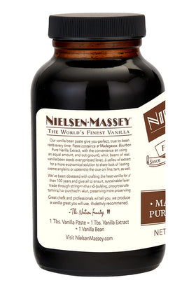 Nielsen-Massey Vanilla Bean Paste in a kitchen scene suggests versatile baking uses.