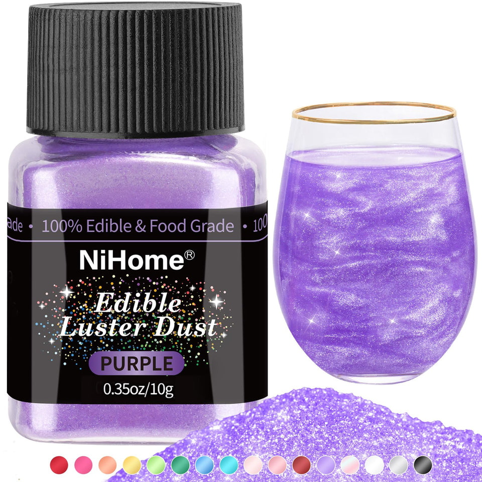 NiHome purple edible glitter dust on cake for shimmering decoration