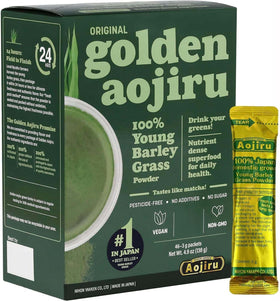 NIHON YAKKEN Golden Aojiru Original packets front view for easy daily greens.