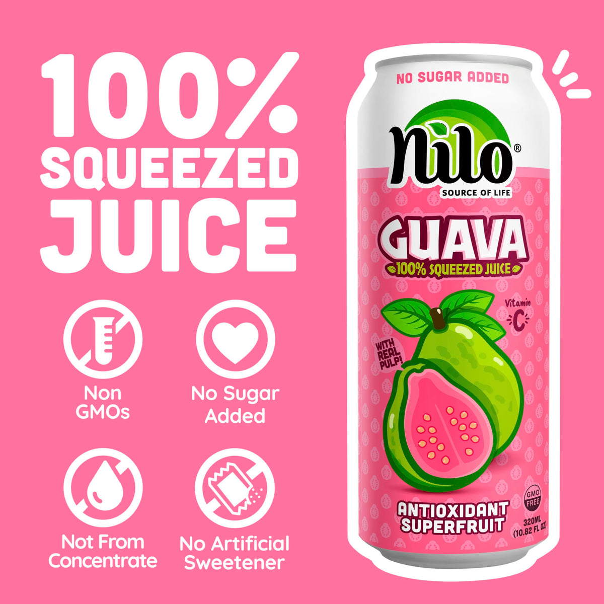 NILO Guava juice pack with 12 bottles for family refreshment.
