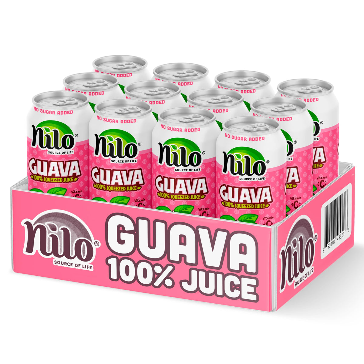 NILO Pink Guava Juice with real pulp close-up, showcasing natural texture.