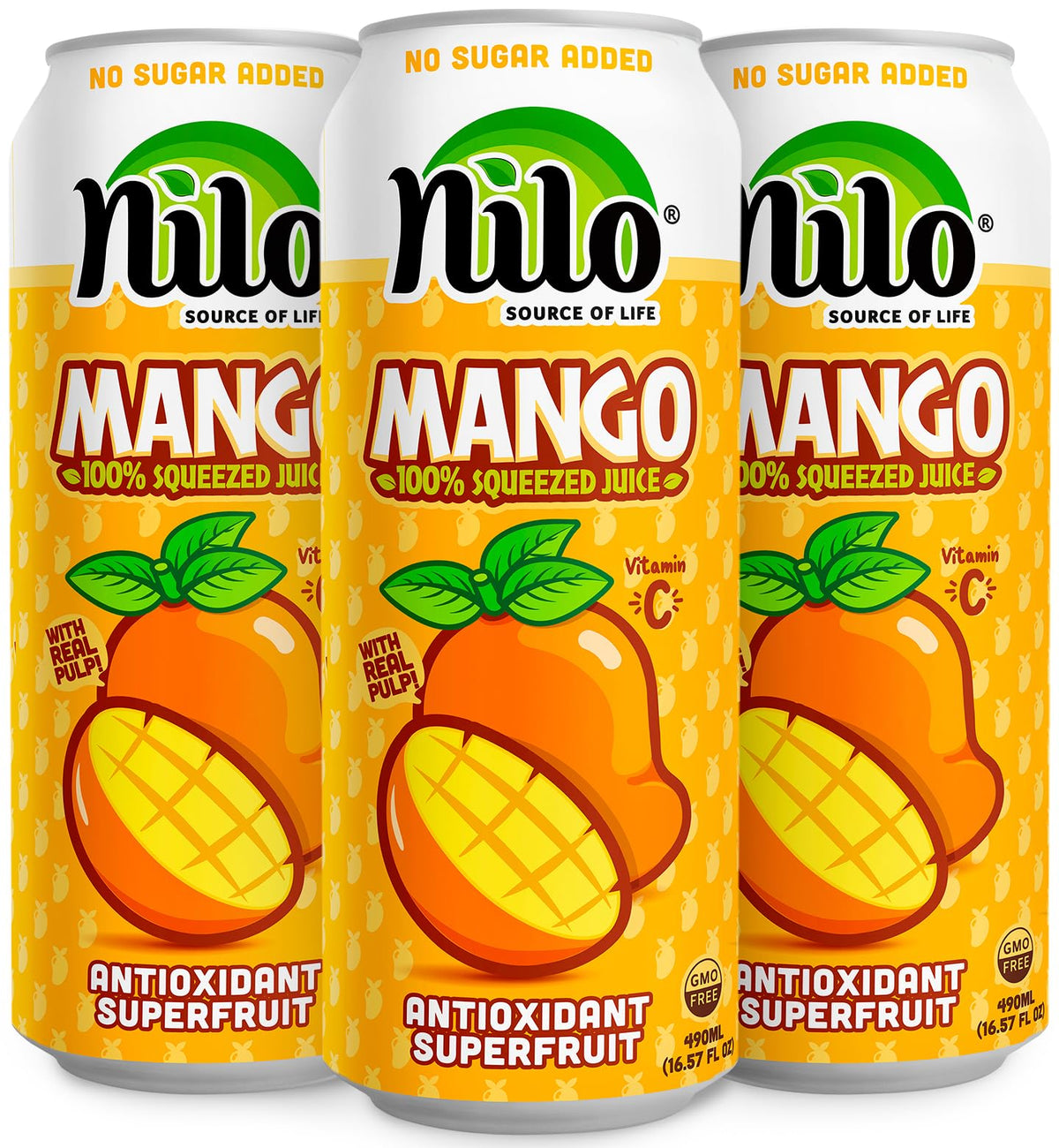 NILO Mango Juice pack of 12 cans, convenient and ready to enjoy tropical flavor.