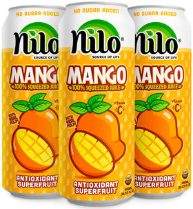 NILO Mango Juice pack of 12 cans, convenient and ready to enjoy tropical flavor.