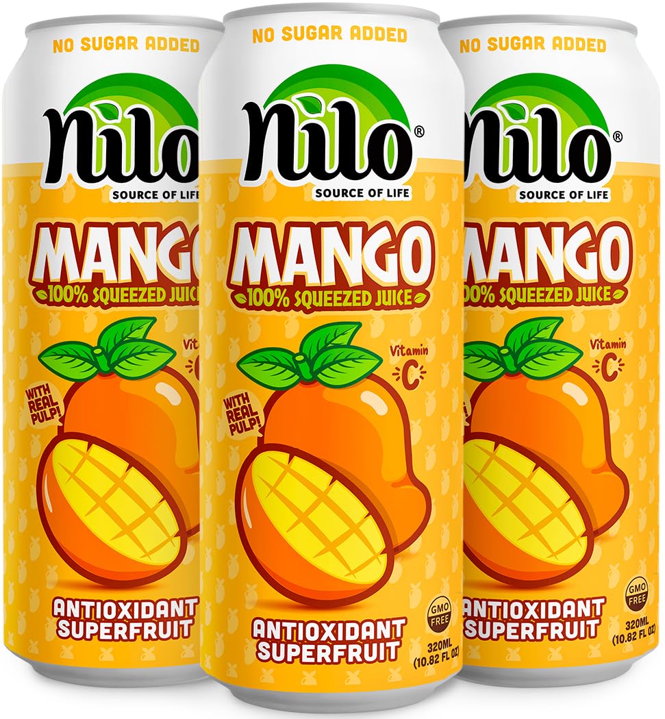 NILO Mango Juice with pulp 12-pack display showcasing natural, ready-to-drink freshness