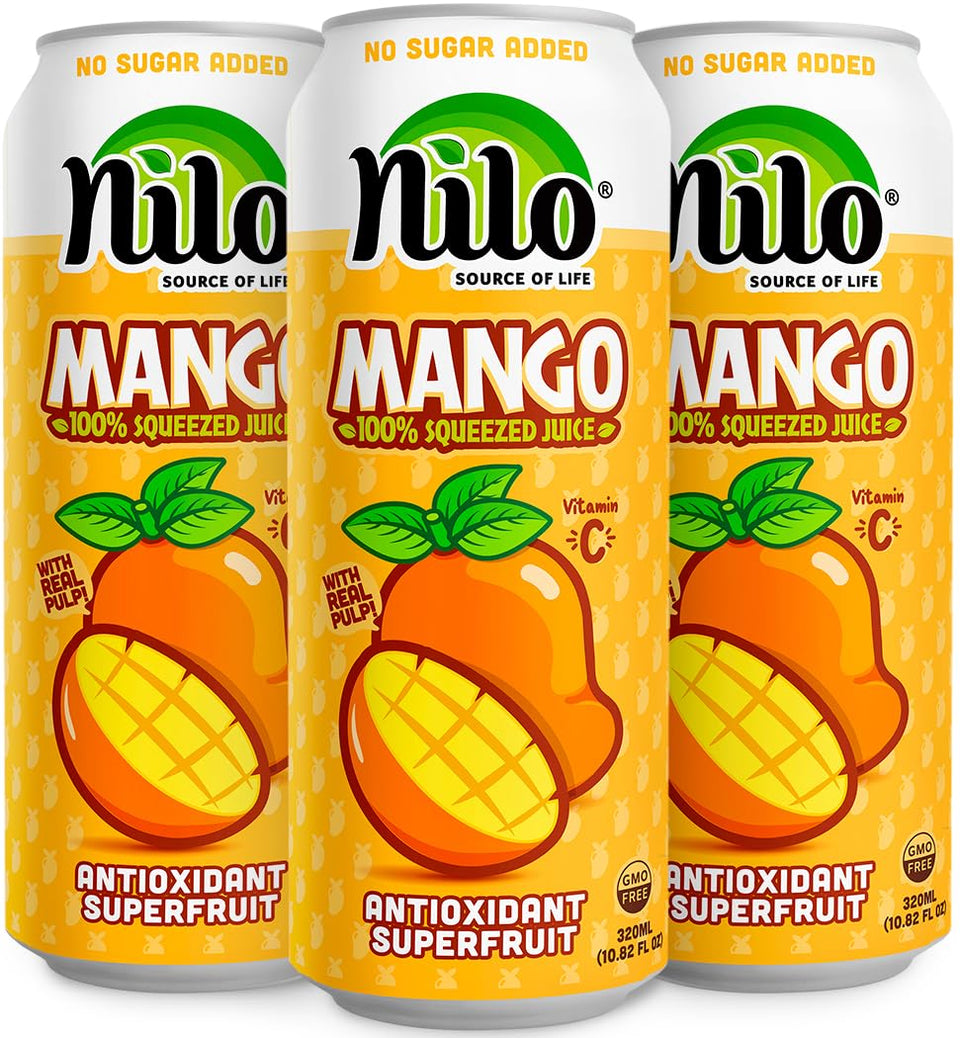 NILO Mango Juice with pulp 12-pack display showcasing natural, ready-to-drink freshness