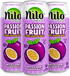 NILO Passion Fruit Juice pack of 12 bottles showing convenient, ready-to-enjoy tropical refreshment.