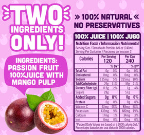 Pouring NILO Passion Fruit Juice to reveal vibrant color and mango pulp