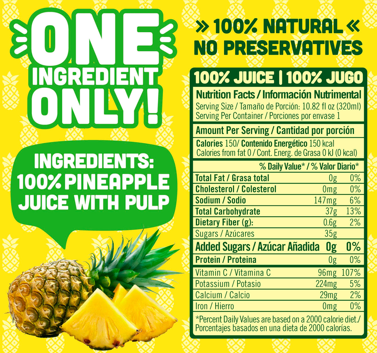 NILO Pineapple Juice with real pineapple pulp close-up, texture visible.