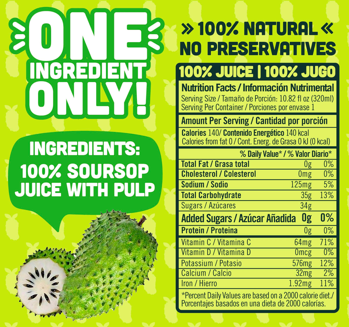 No sugar added—NILO soursop juice preserves natural sweetness