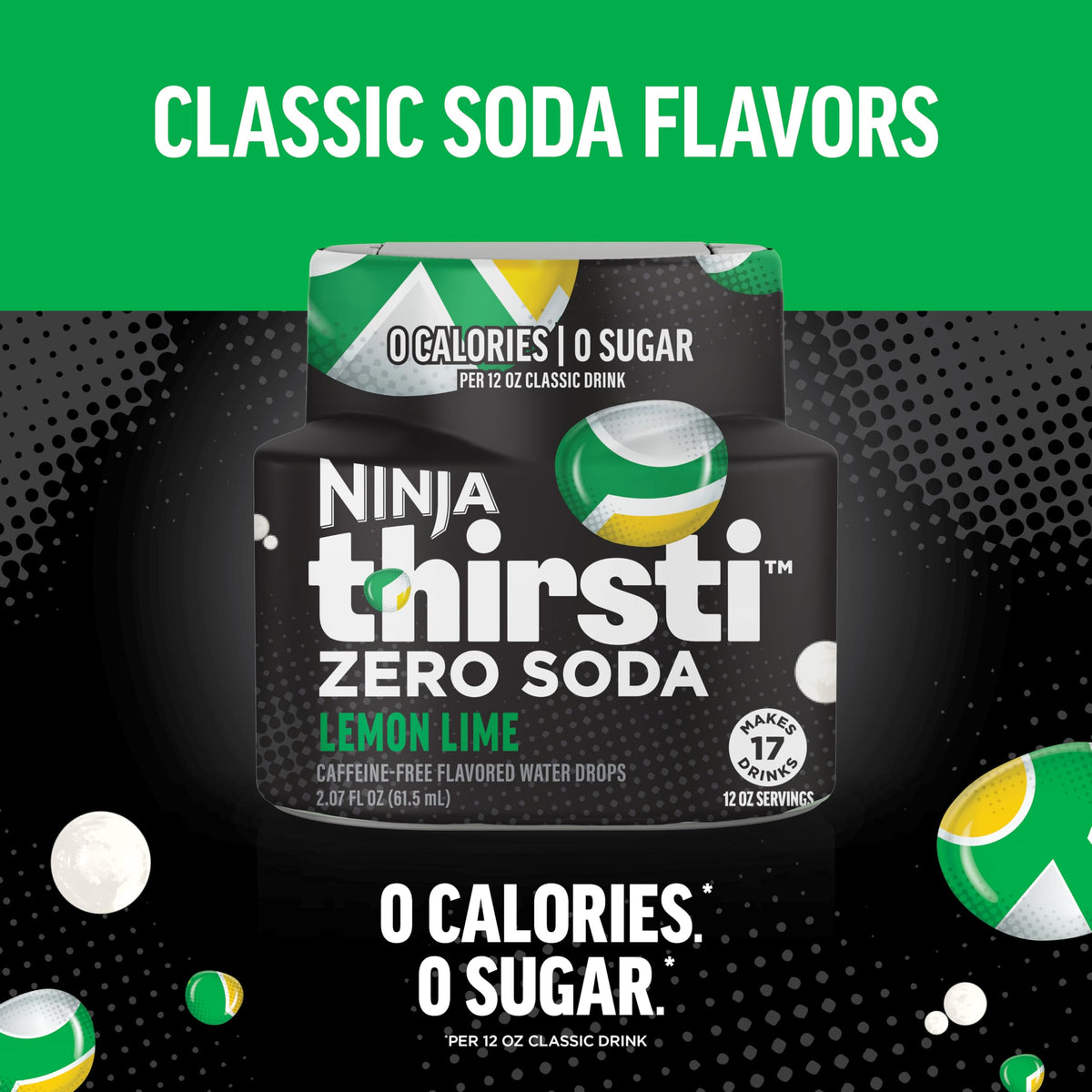 Ninja Thirsti classic soda flavors for familiar taste without sugar.
