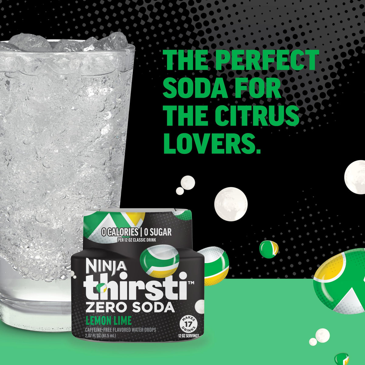 Ninja Thirsti drops pour into a glass for crisp, bubbly hydration.