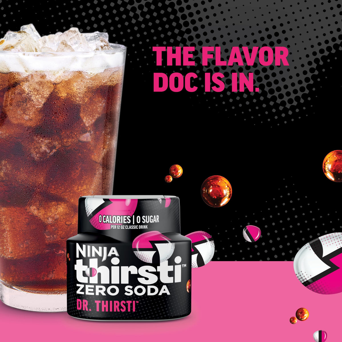 Ninja Thirsti drops glass-serve highlights sparkling or still options for hydration.