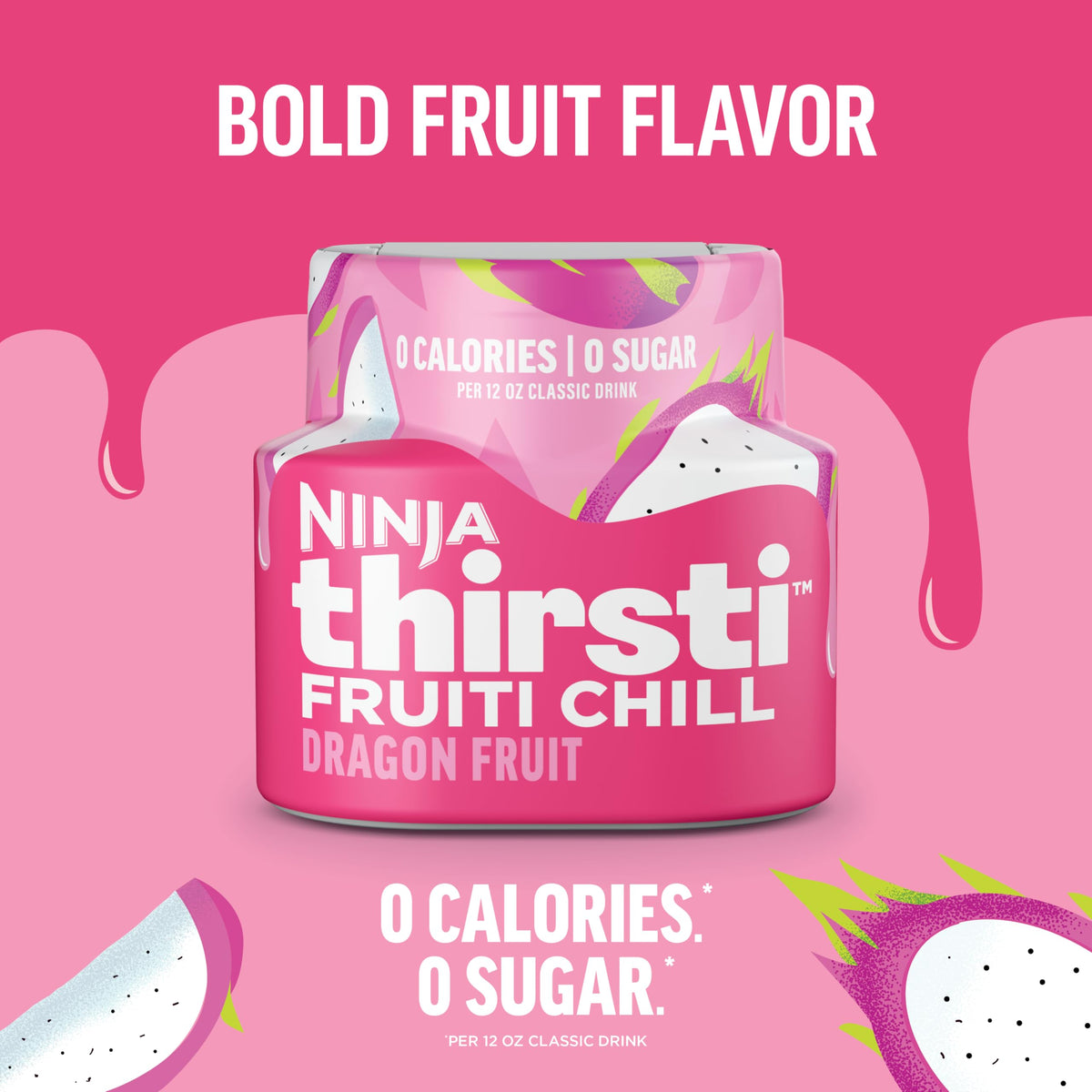 Glass of flavored water with Ninja Thirsti drops for refreshing hydration.