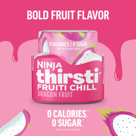 Glass of flavored water with Ninja Thirsti drops for refreshing hydration.