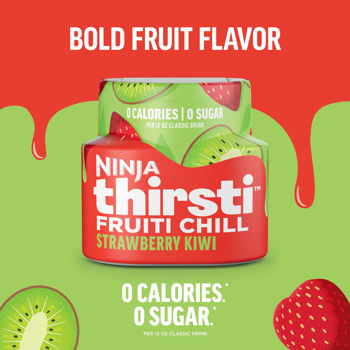 Ninja Thirsti Fruit i Chill Strawberry Kiwi pour showing quick flavor release