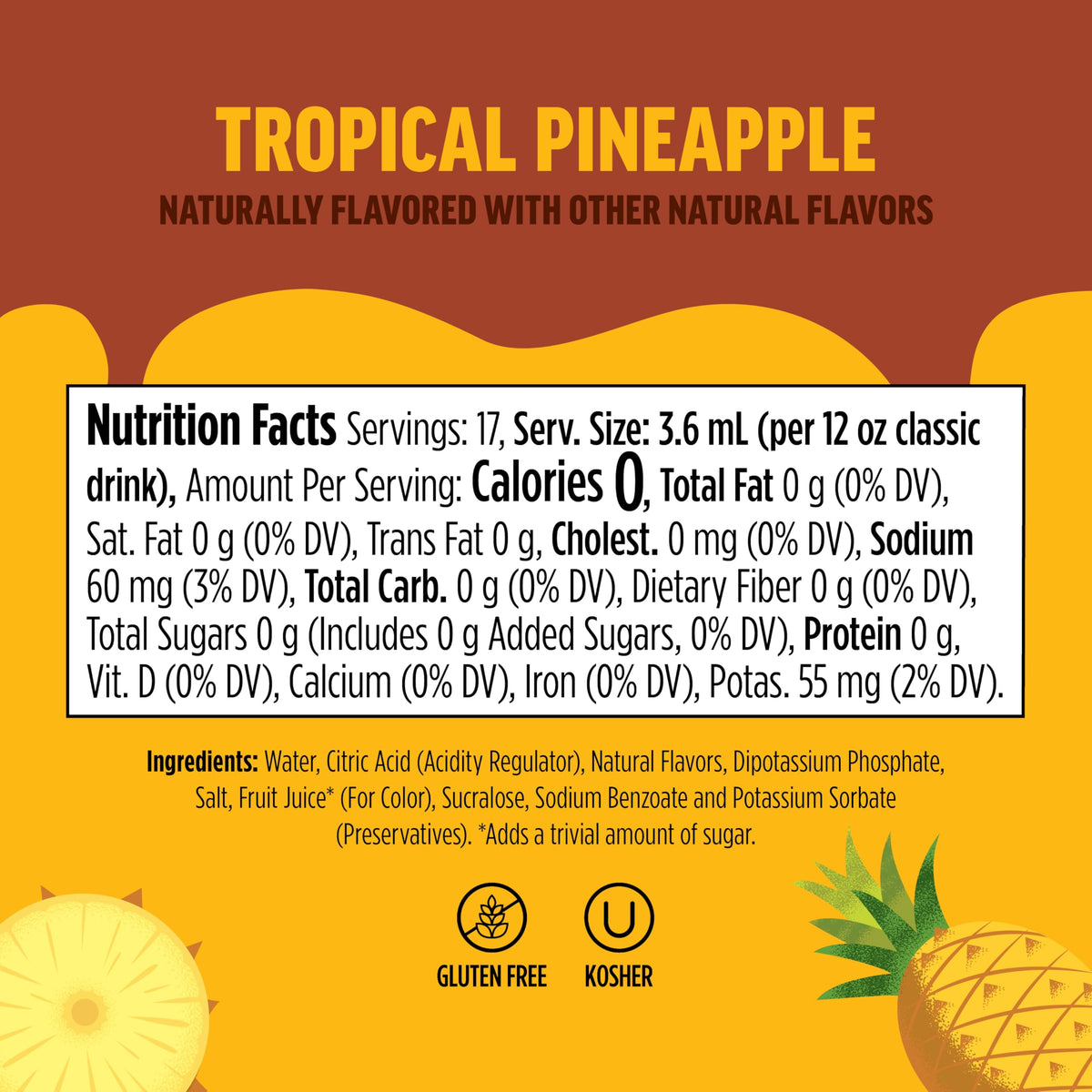 Bottle label detail for Ninja Thirsti FruiTi Chill Tropical Pineapple
